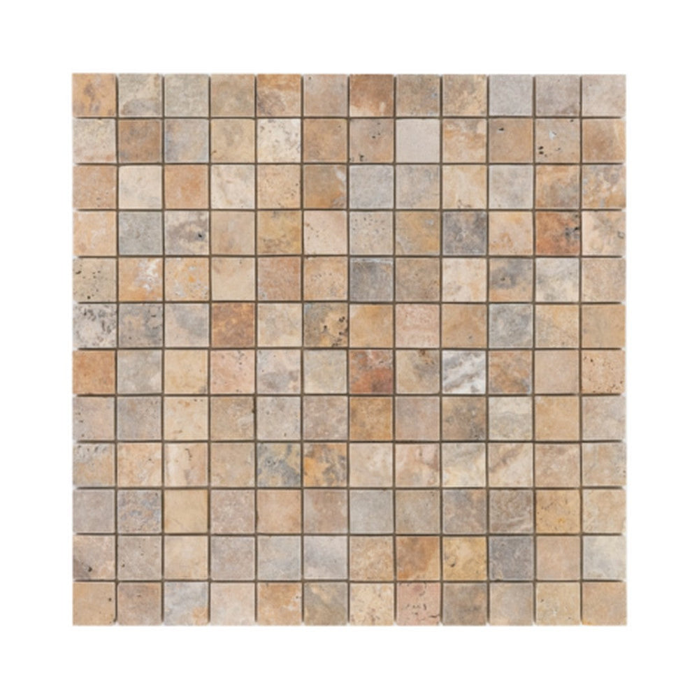 Keystone 12" x 12" Escabesa Tumbled Travertine 2" Mosaic