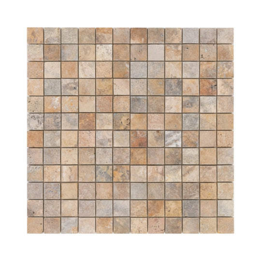 Keystone 12" x 12" Escabesa Tumbled Travertine 2" Mosaic