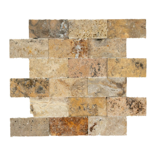 Keystone 12" x 12" Escabesa Split Face Natural Stone 2x4" Mosaic