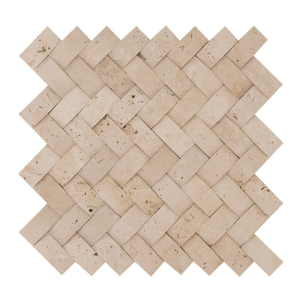 Keystone 12" x 12" Extra Light Honed Natural Stone Herringbone Mosaic
