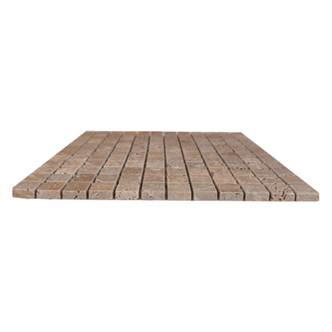 Keystone 12" x 12" Noce Tumbled Travertine Mosaic-Noce