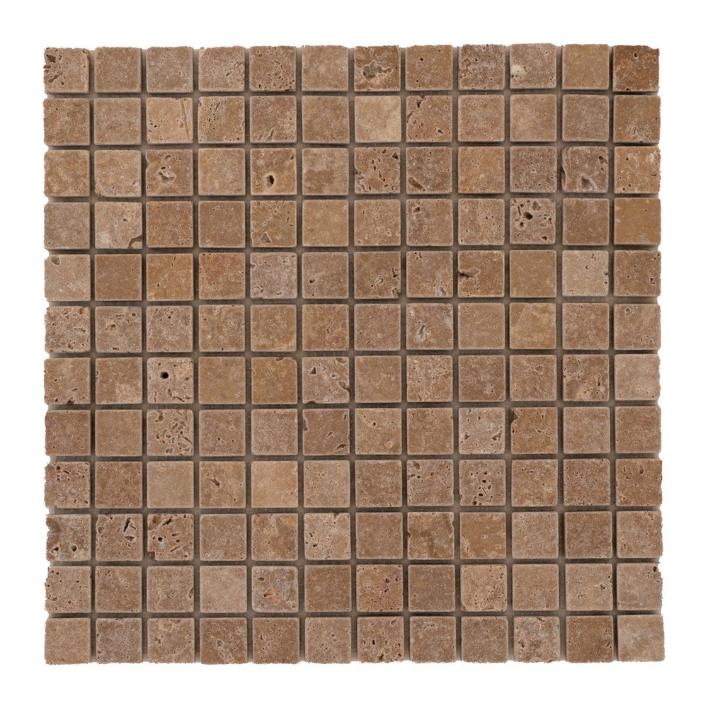 Keystone 12" x 12" Noce Tumbled Travertine Mosaic