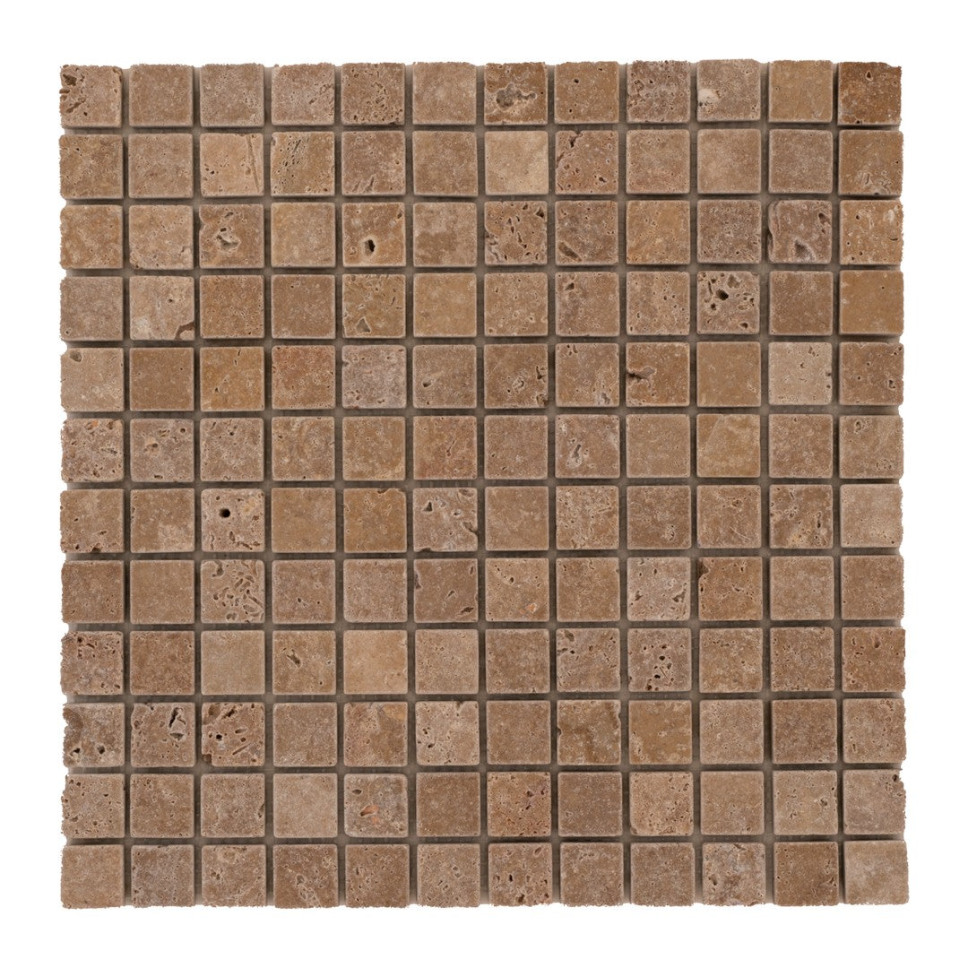 Keystone 12" x 12" Noce Tumbled Travertine Mosaic