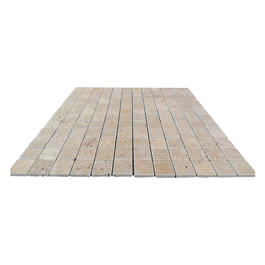 Keystone 12" x 12" Noce Tumbled Travertine 2" Mosaic-Noce
