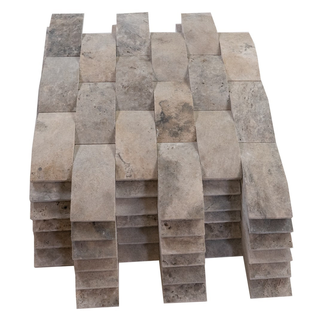 Keystone 12" x 12" Nordic Silver Honed Braid Natural Stone Mosaic-Nordic Silver