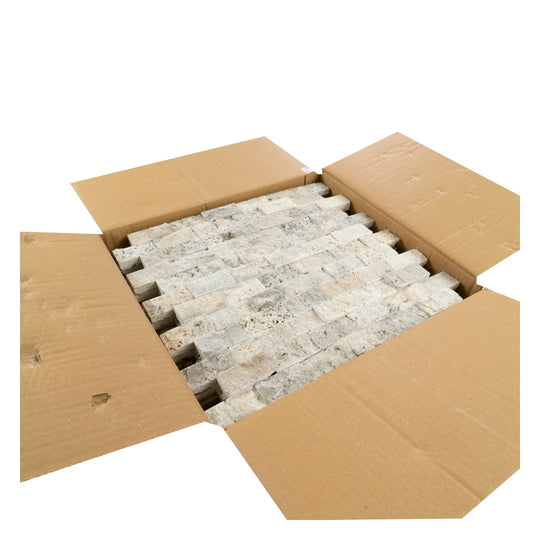 Keystone 12" x 12" Nordic Silver Split Face Natural Stone Mosaic-Nordic Silver