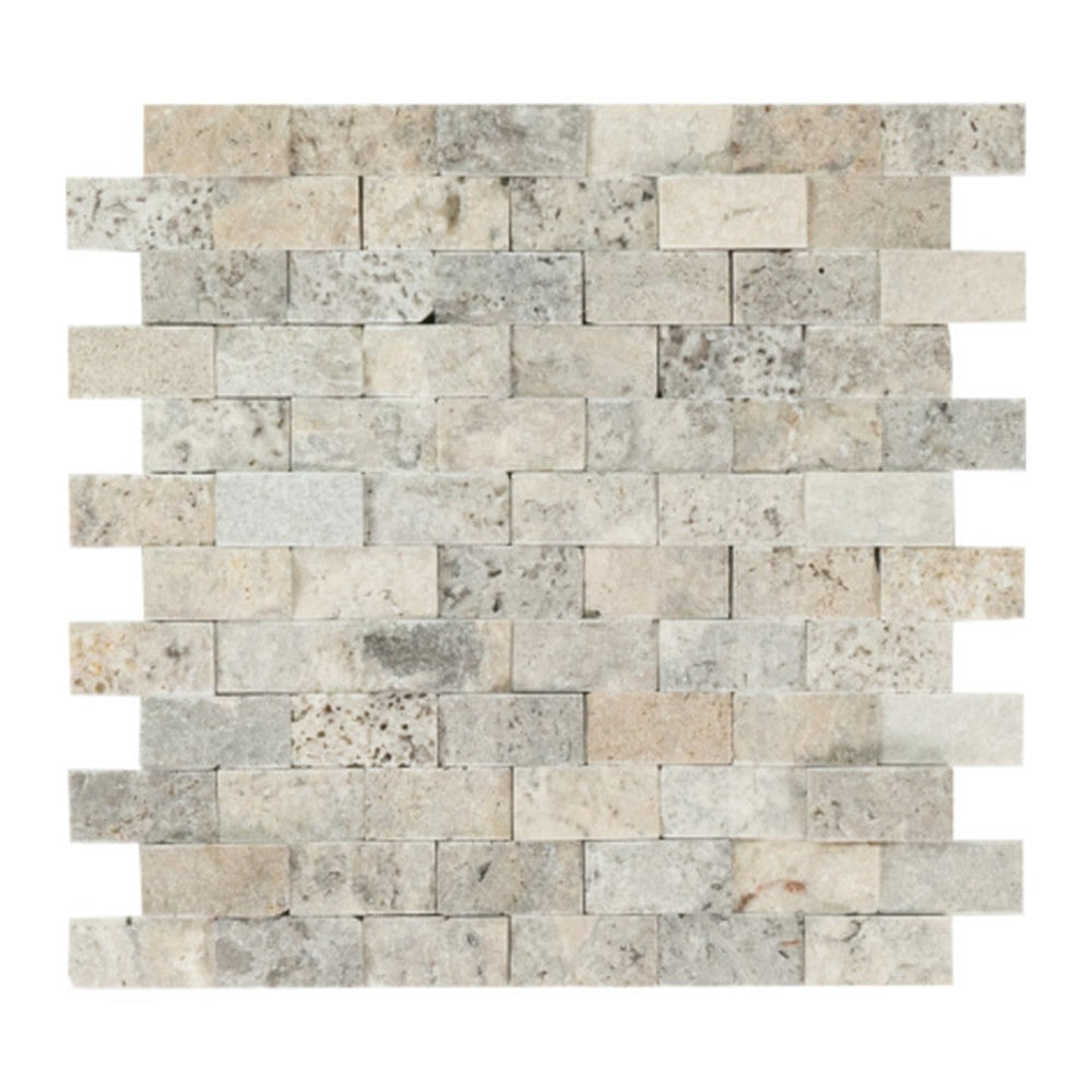 Keystone 12" x 12" Nordic Silver Split Face Natural Stone Mosaic