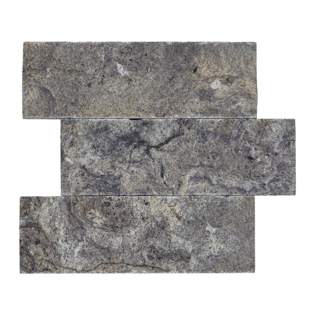 Keystone 4" x 12" Nordic Silver Split Face Natural Stone Mosaic