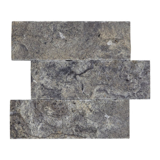 Keystone 4" x 12" Nordic Silver Split Face Natural Stone Mosaic