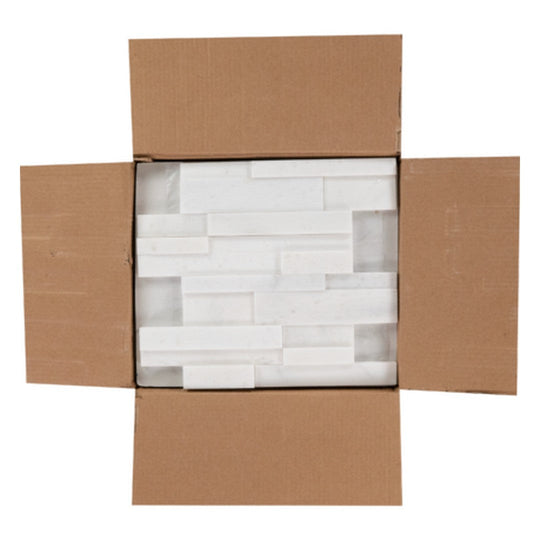 Keystone 12" x 12" Snow White Honed Natural Stone 3D Panel Mosaic-Snow White