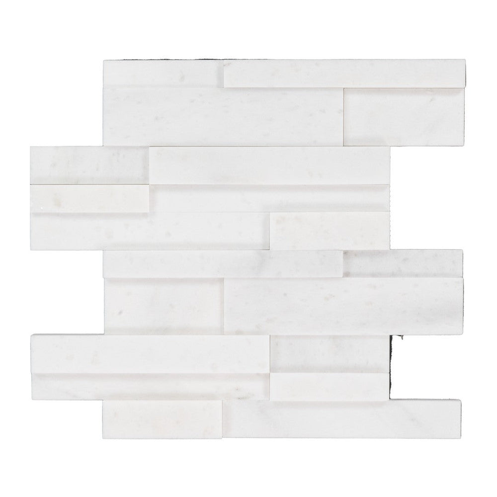 Keystone 12" x 12" Snow White Honed Natural Stone 3D Panel Mosaic