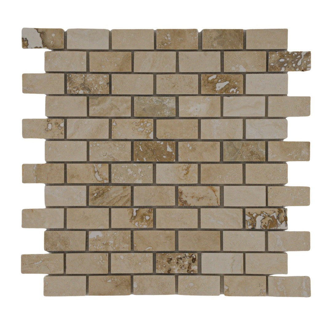 Keystone 12" x 12" Tiramisu Honed Travertine 1x2" Mosaic