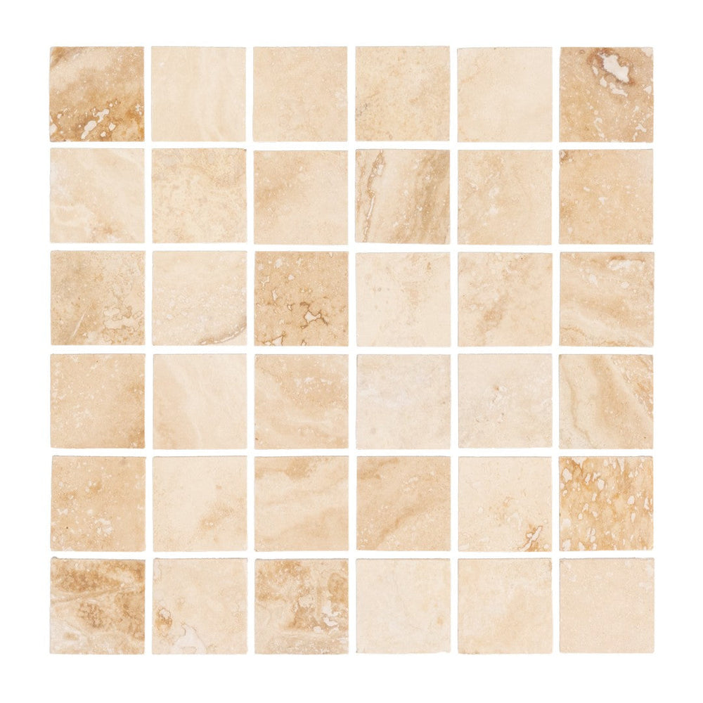 Keystone 12" x 12" Tiramisu Honed Travertine 2" Mosaic