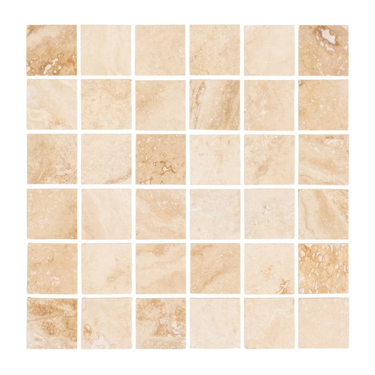 Keystone 12" x 12" Tiramisu Honed Travertine 2" Mosaic