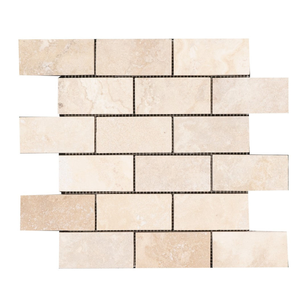 Keystone 12" x 12" Tiramisu Honed Travertine 2x4" Mosaic