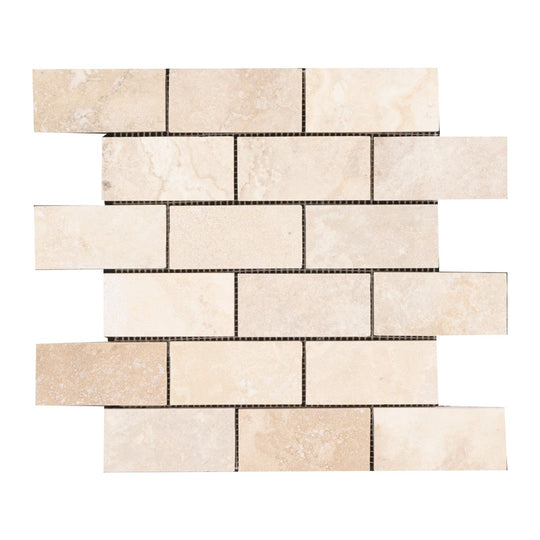 Keystone 12" x 12" Tiramisu Honed Travertine 2x4" Mosaic