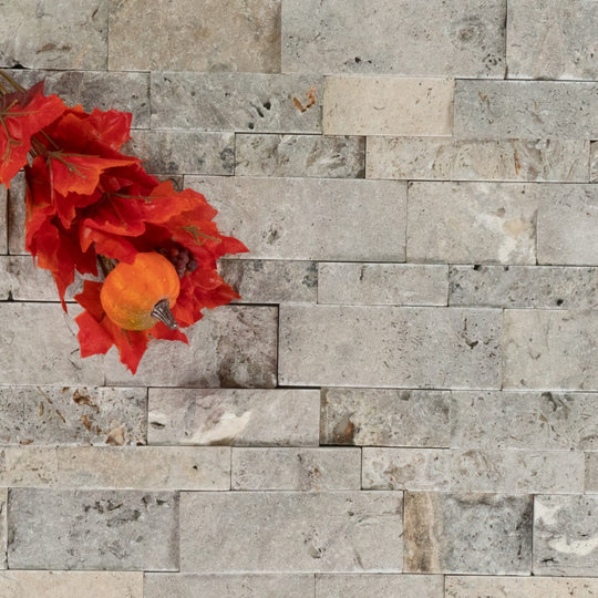 Keystone 7" x 12" Nordic Silver Split Face Natural Stone Mosaic-Nordic Silver