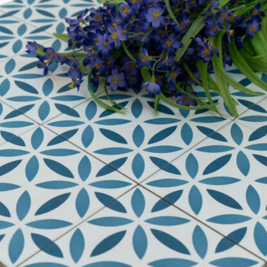 Keystone 6" x 6" Aquarel Deco Matte Porcelain Pool Tile-Antares Blu