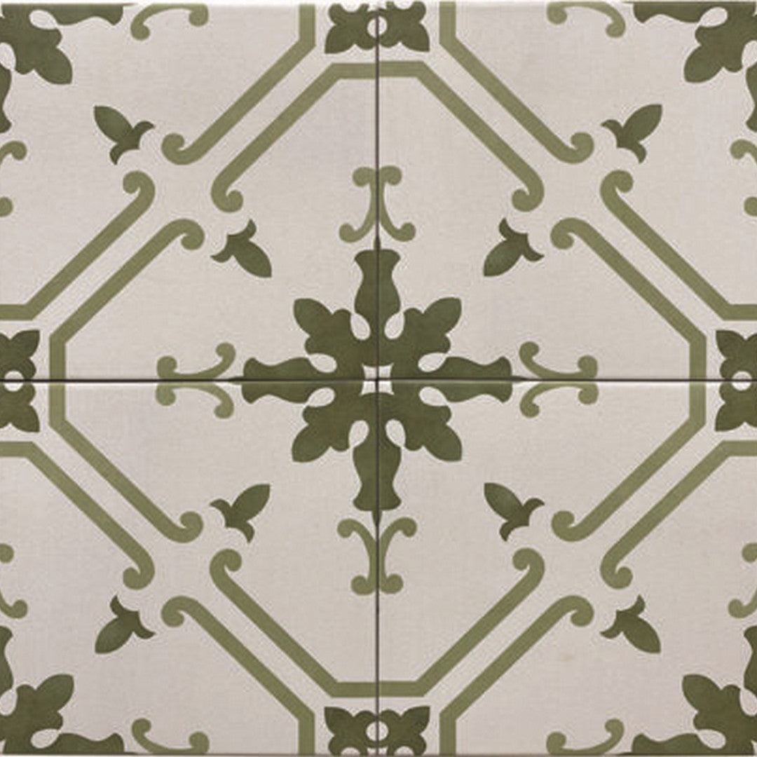 Keystone 6" x 6" Aquarel Deco Matte Porcelain Pool Tile-Elektra Verde