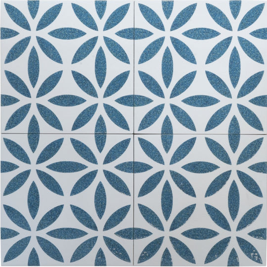 Keystone 6" x 6" Aquarel Deco Polished Porcelain Pool Tile-Antares Blu