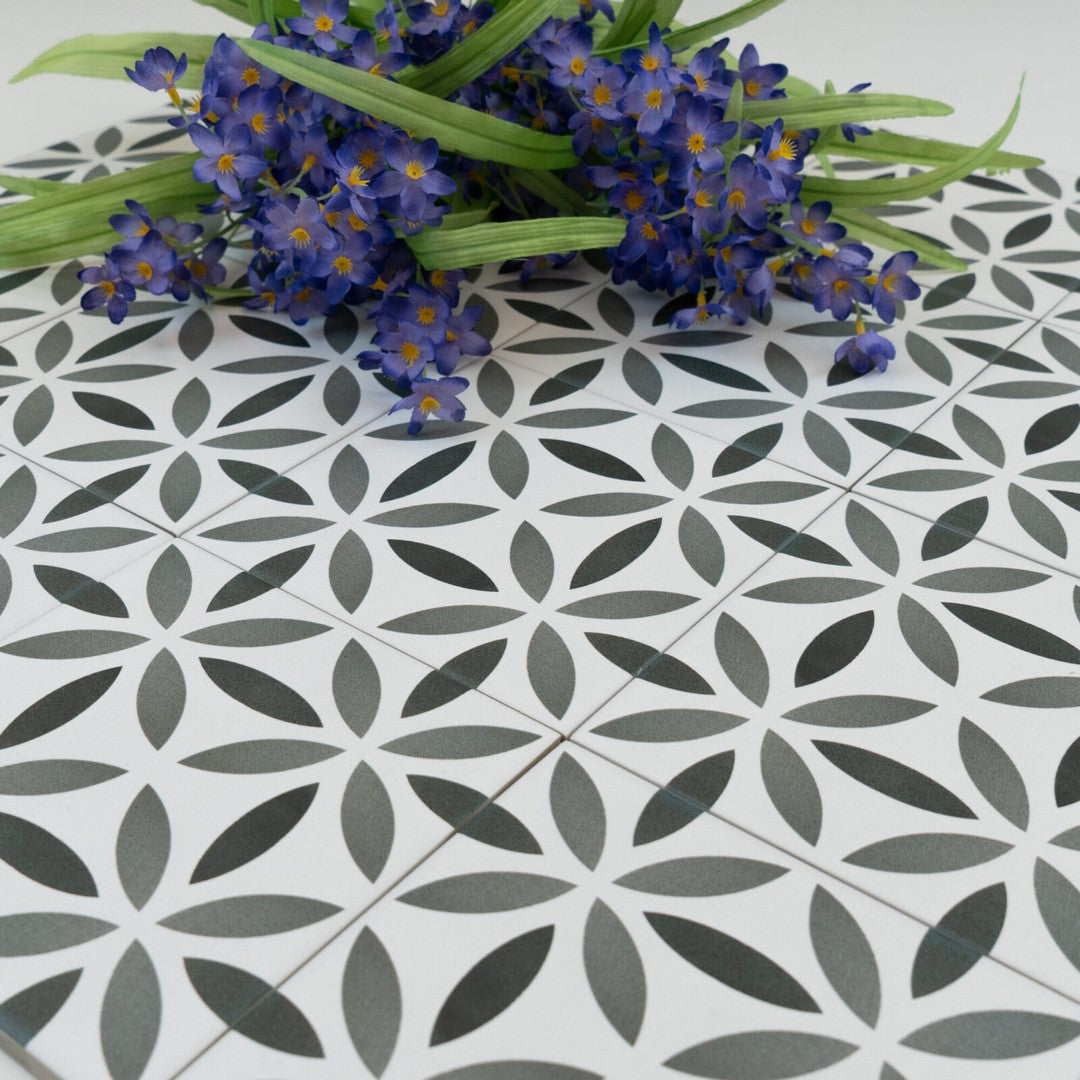 Keystone 6" x 6" Aquarel Deco Matte Porcelain Pool Tile-Antares Grigio