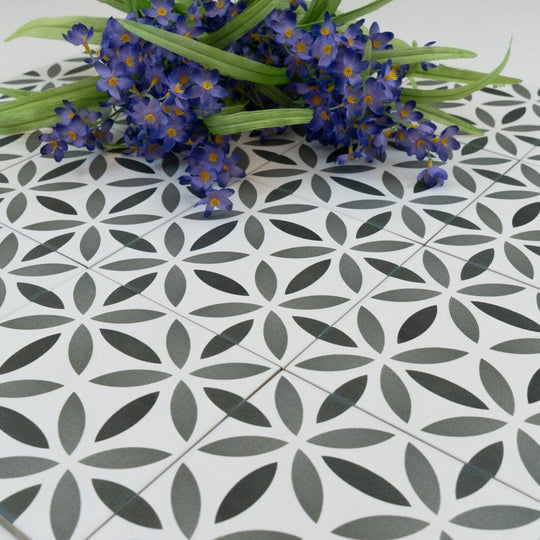 Keystone 6" x 6" Aquarel Deco Matte Porcelain Pool Tile-Antares Grigio