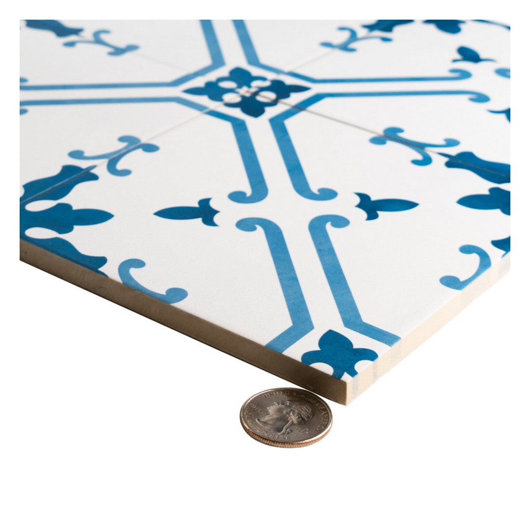 Keystone 6" x 6" Aquarel Deco Matte Porcelain Pool Tile-Elektra Blu