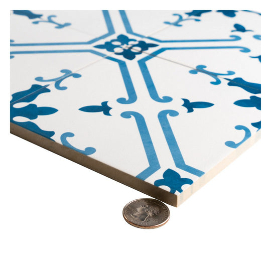 Keystone 6" x 6" Aquarel Deco Matte Porcelain Pool Tile-Elektra Blu