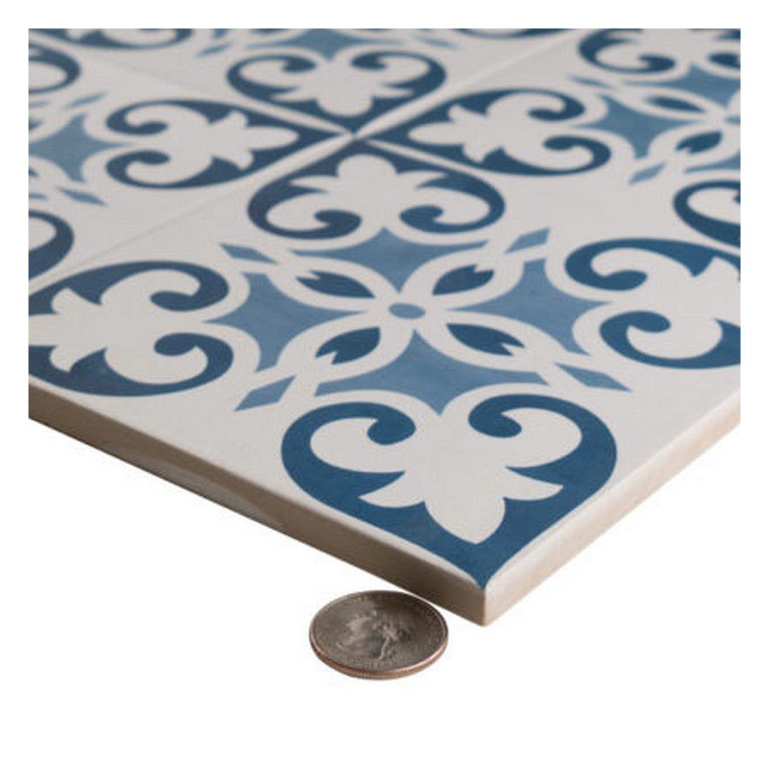 Keystone 6" x 6" Aquarel Deco Matte Porcelain Pool Tile-Kaus Blu