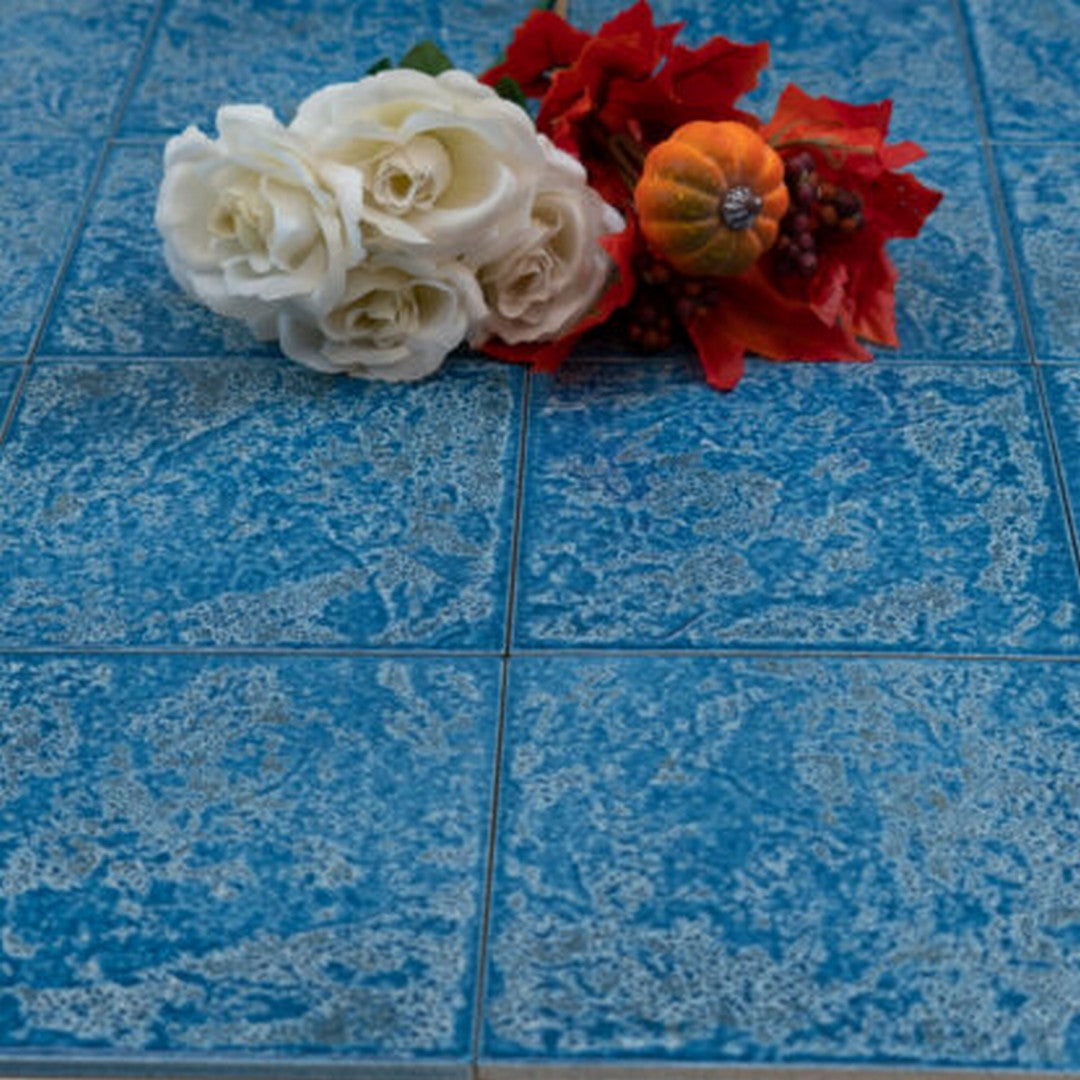 Keystone 6" x 6" Marezzati Glossy Porcelain Pool Tile-Azurro
