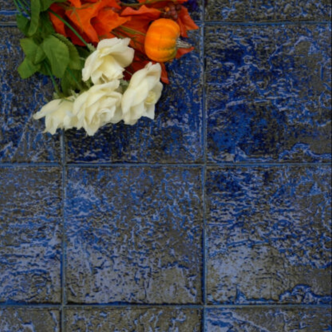 Keystone 6" x 6" Metalli Glossy Porcelain Pool Tile-Blu