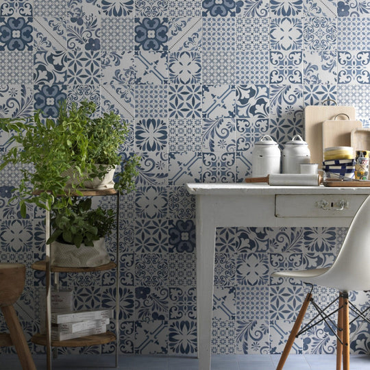 Keystone 6" x 6" Aquarel Deco Matte Porcelain Pool Tile-Sirius Blu