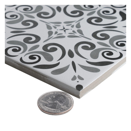 Keystone 6" x 6" Aquarel Deco Matte Porcelain Pool Tile-Vega Grigio