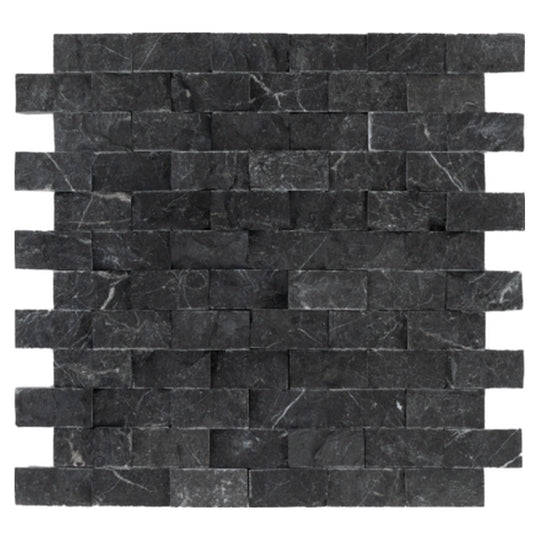 Keystone 12" x 12" Black Marble Split Face Natural Stone Mosaic