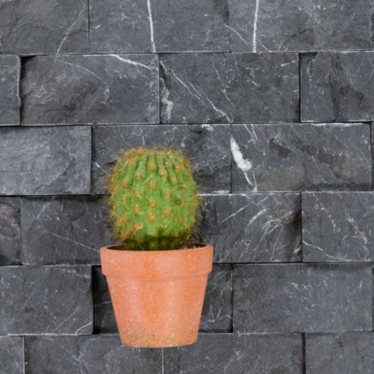 Keystone 12" x 12" Black Marble Split Face Natural Stone 2x4" Mosaic-Black Marble