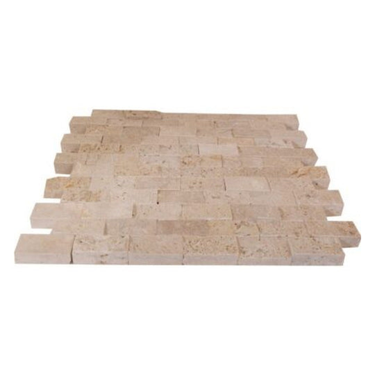 Keystone 12" x 12" Extra Light Split Face Natural Stone 1x2" Mosaic-Extra Light
