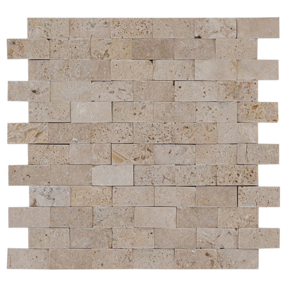 Keystone 12" x 12" Extra Light Split Face Natural Stone 1x2" Mosaic