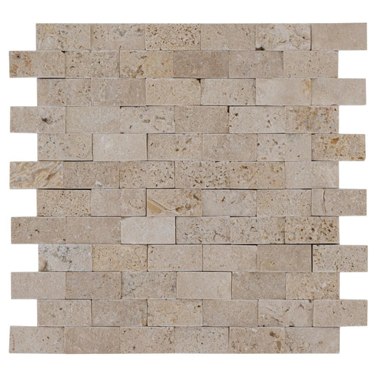 Keystone 12" x 12" Extra Light Split Face Natural Stone 1x2" Mosaic