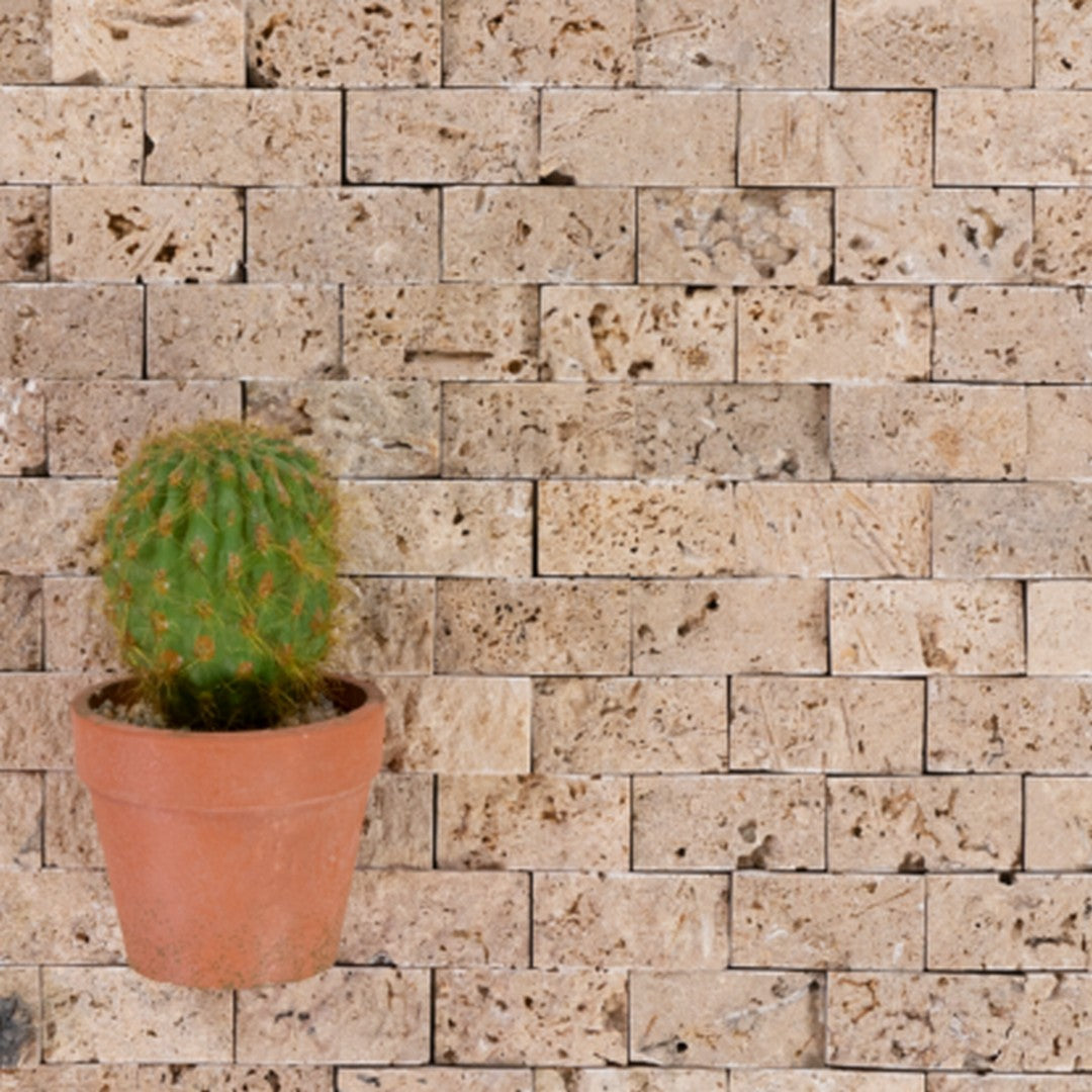 Keystone 12" x 12" Tuscany Rustic Split Face Natural Stone 1x2" Mosaic-Tuscany Rustic