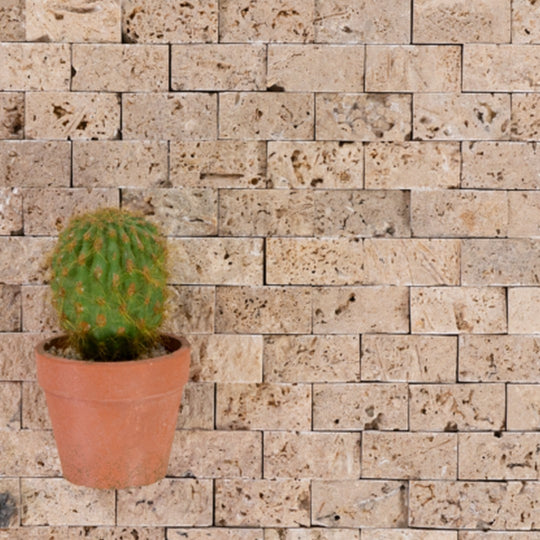 Keystone 12" x 12" Tuscany Rustic Split Face Natural Stone 1x2" Mosaic-Tuscany Rustic