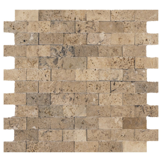 Keystone 12" x 12" Tuscany Rustic Split Face Natural Stone 1x2" Mosaic