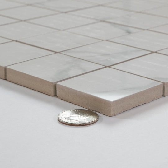 Keystone 12" x 12" Marble Statuario Polished Porcelain Mosaic-Marble Statuario