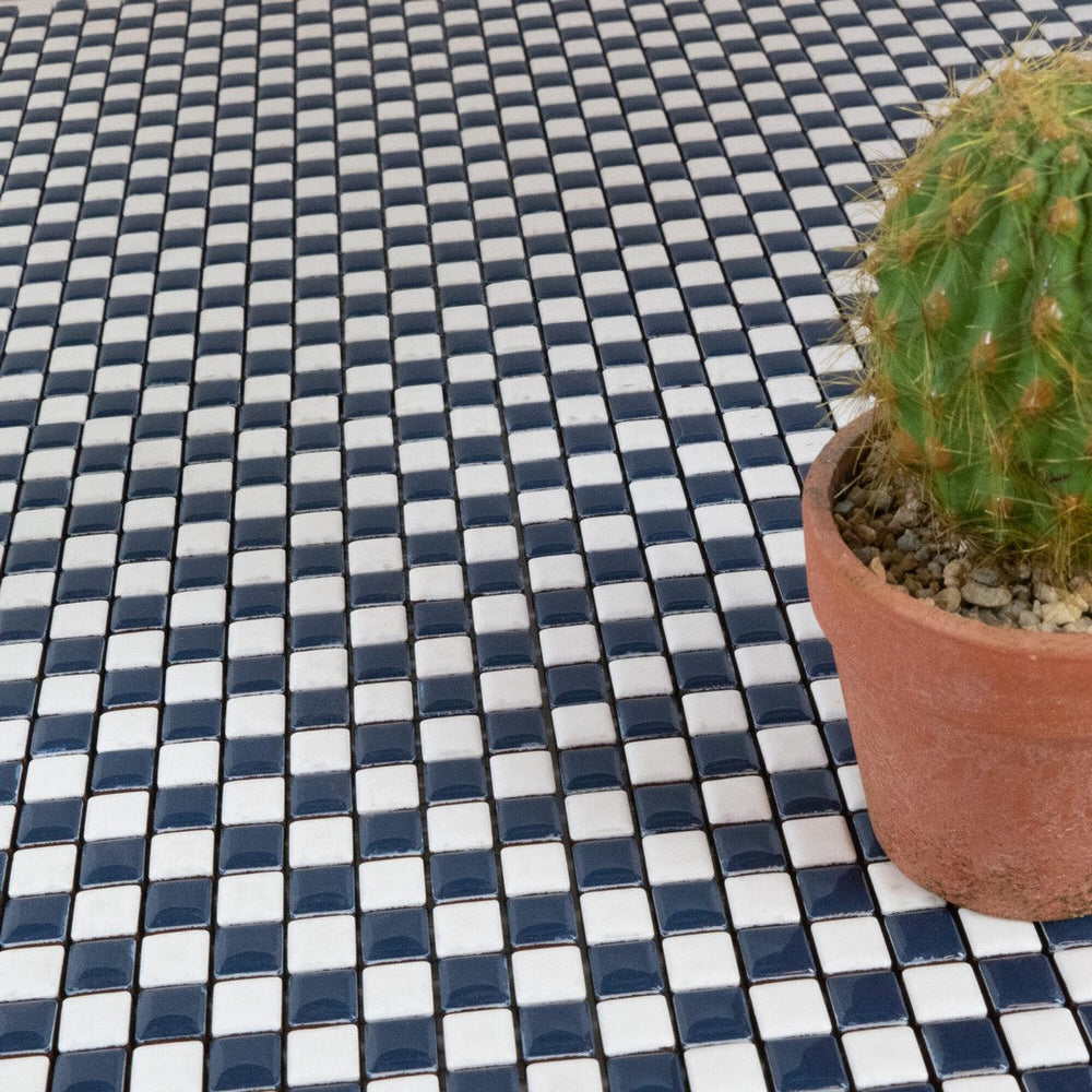 Keystone 12" x 12" Dama Matte Porcelain Mosaic-Dark Blue