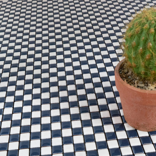 Keystone 12" x 12" Dama Matte Porcelain Mosaic-Dark Blue