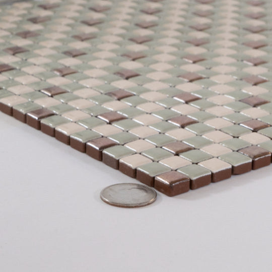 Keystone 12" x 12" Trio Glossy Porcelain Mosaic-Ivory