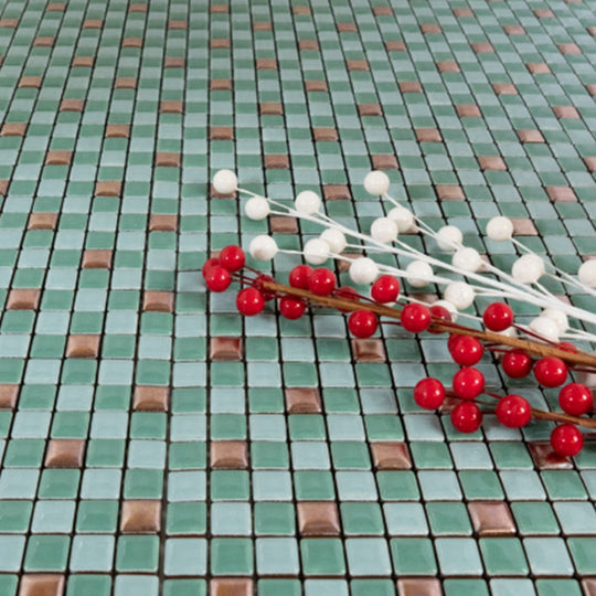 Keystone 12" x 12" Trio Glossy Porcelain Mosaic-Aquamarine