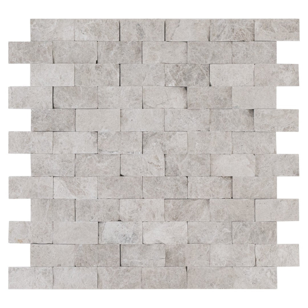 Keystone 12" x 12" Aqua Gray Split Face Natural Ledger Stone Mosaic