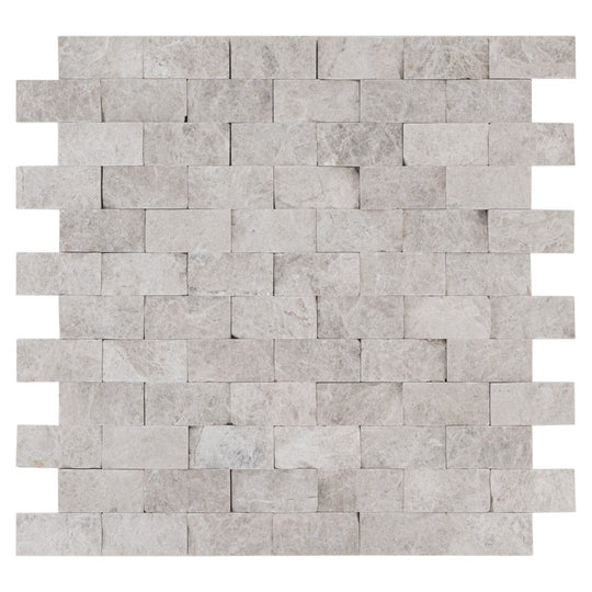 Keystone 12" x 12" Aqua Gray Split Face Natural Ledger Stone Mosaic