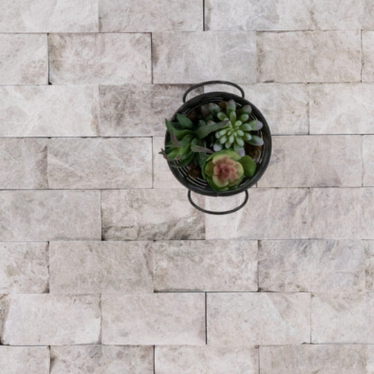 Keystone 12" x 12" Aqua Gray Split Face Natural Ledger Stone 2x4" Mosaic-Aqua Gray