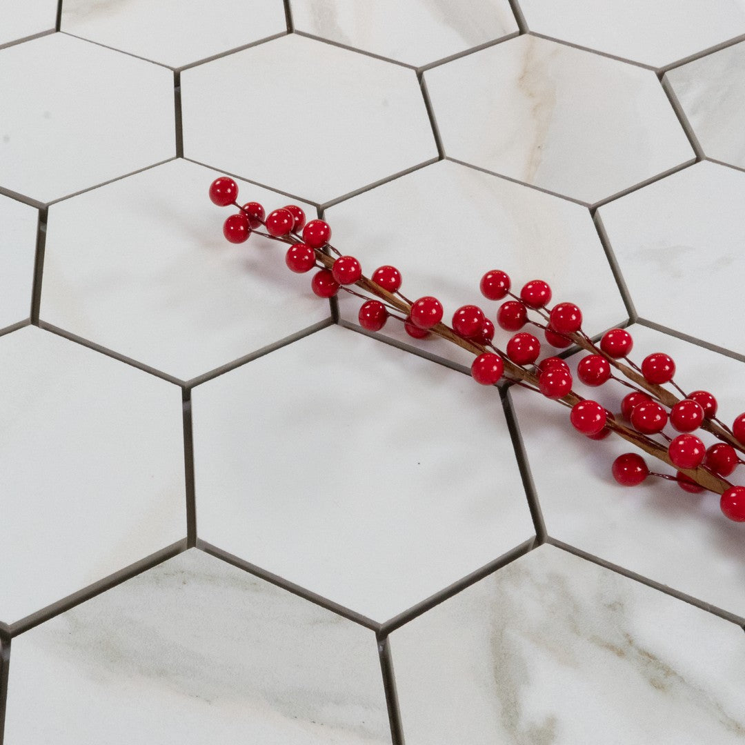 Keystone 12" x 12" Calacatta Matte Porcelain Hexagon Mosaic-Calacatta Oro